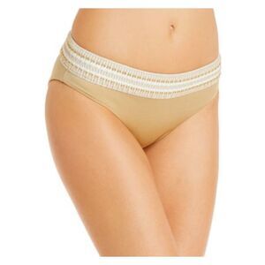 PEIXOTO Women's Gold Elastic Waistband Crochet Metallic Zoni Bikini Bottom XL